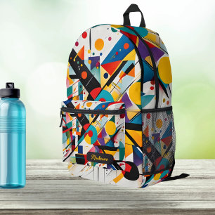 Modern Art Personalised Name Abstract Pattern Printed Backpack
