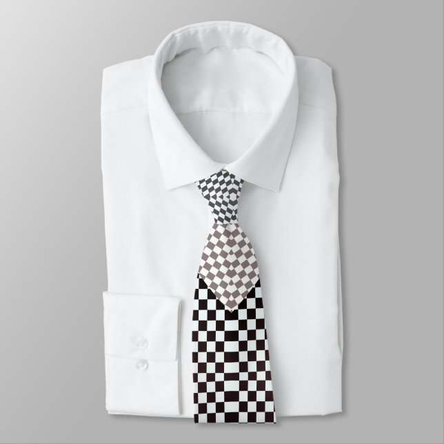 Modern Art Plaid Geometric Chess Board Pattern  Tie (Tied)