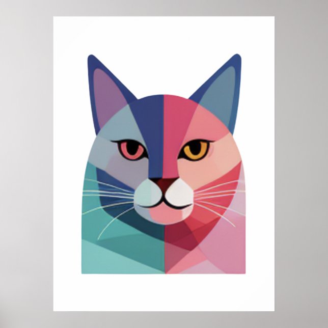 Modern art poster with a pink cat 2 (Front)