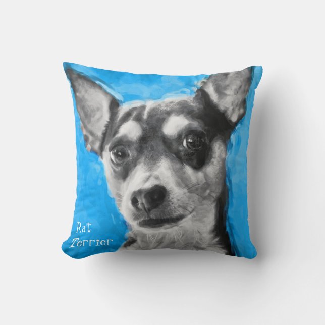 Modern Art Rat Terrier Cushion (Front)