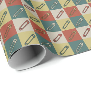 Modern Art Safety/diaper pins new baby design Wrapping Paper
