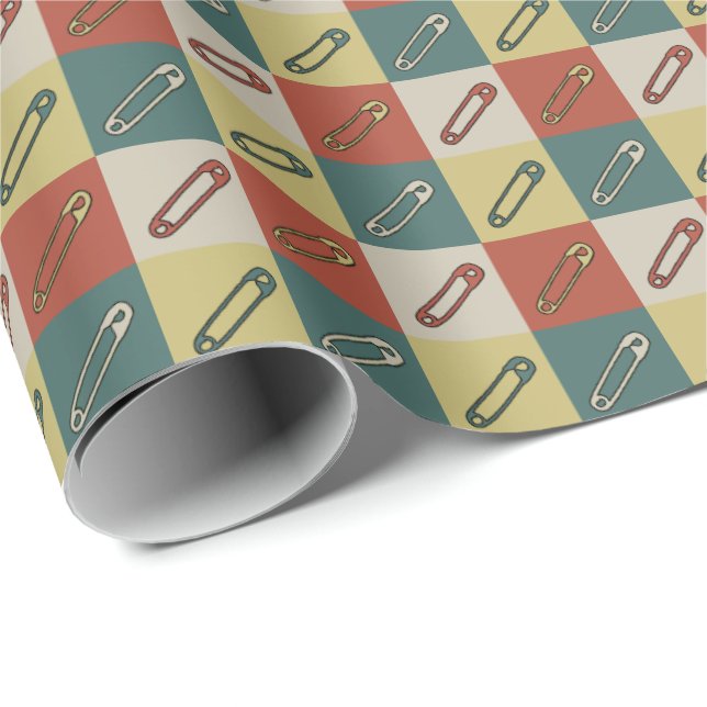 Modern Art Safety/diaper pins new baby design Wrapping Paper (Roll Corner)