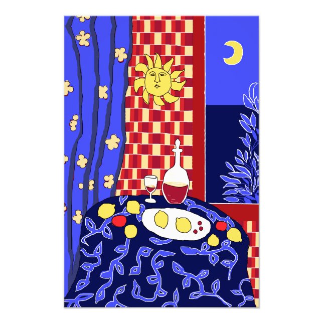 Modern Art Still Life with Lemons and Wine  Photo Print (Front)