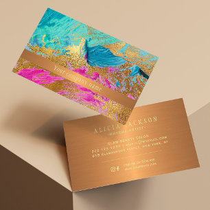 Modern art strokes copper gold company name business card