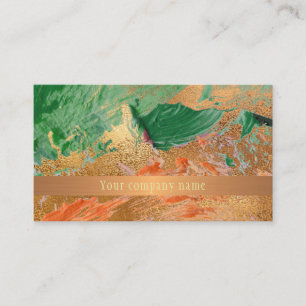 Modern art strokes copper gold green company name business card