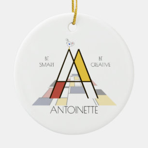 Modern Art Style Monogram. Letter A Ceramic Ornament