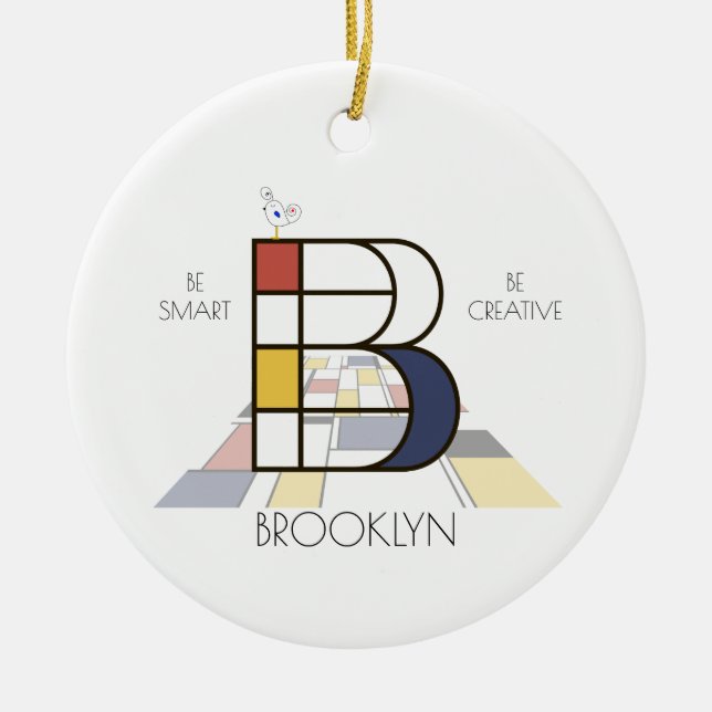 Modern Art Style Monogram. Letter B Ceramic Ornament (Front)