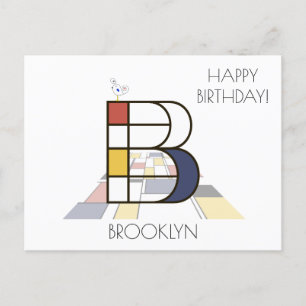 Modern Art Style Monogram. Letter B Postcard