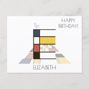 Modern Art Style Monogram. Letter E Postcard