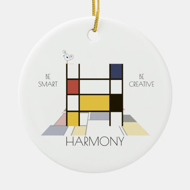 Modern Art Style Monogram. Letter H Ceramic Ornament (Front)