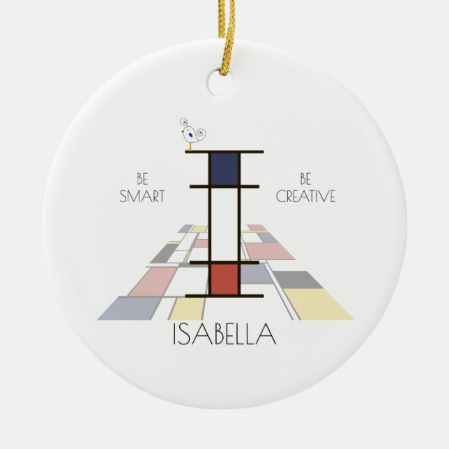 Modern Art Style Monogram. Letter I Ceramic Ornament (Front)