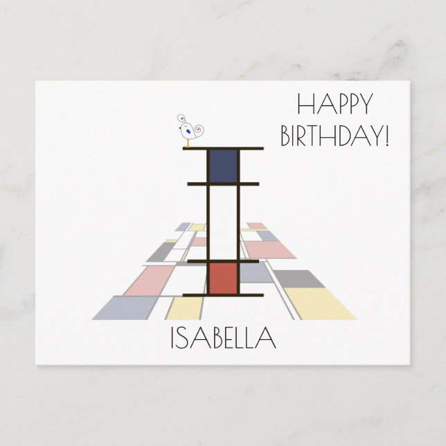 Modern Art Style Monogram. Letter I Postcard (Front)