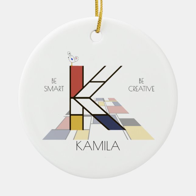  Modern Art Style Monogram. Letter K Ceramic Ornament (Front)