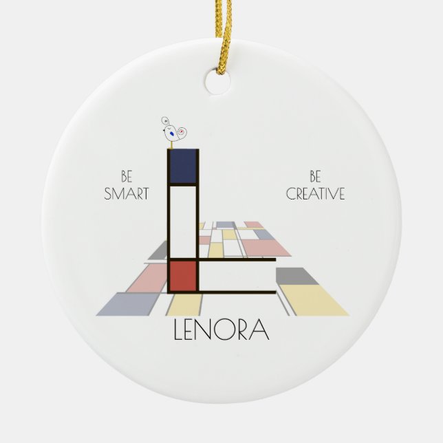 Modern Art Style Monogram. Letter L Ceramic Ornament (Front)