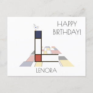 Modern Art Style Monogram. Letter L Postcard