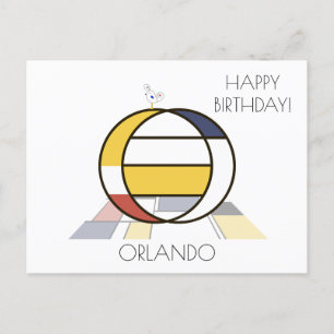 Modern Art Style Monogram. Letter O Postcard