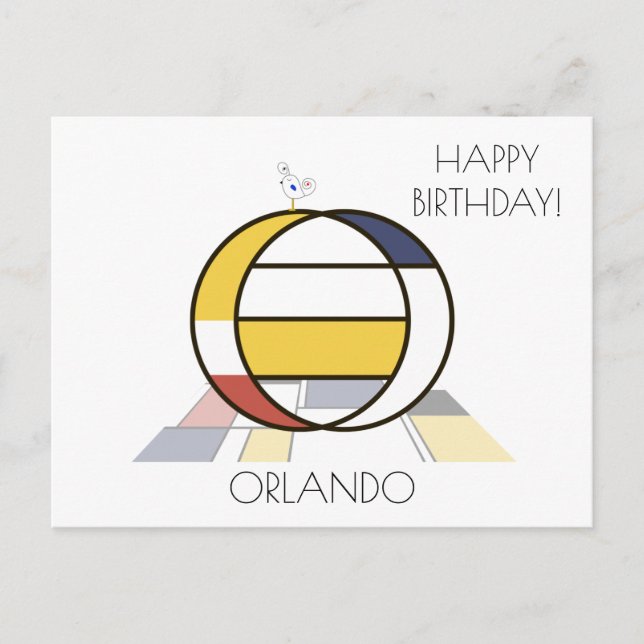 Modern Art Style Monogram. Letter O Postcard (Front)