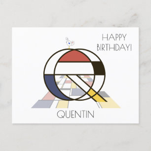Modern Art Style Monogram. Letter Q Postcard