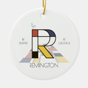 Modern Art Style Monogram. Letter R Ceramic Ornament