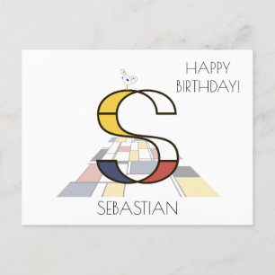 Modern Art Style Monogram. Letter S Postcard