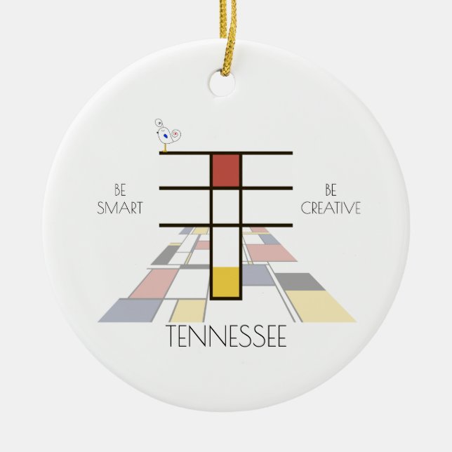 Modern Art Style Monogram. Letter T Ceramic Ornament (Front)