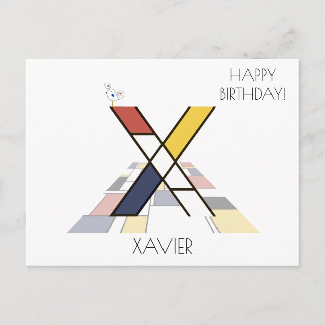 Modern Art Style Monogram. Letter X Postcard (Front)