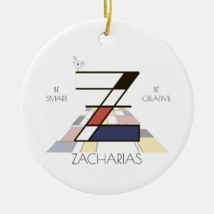 Modern Art Style Monogram. Letter Z Ceramic Ornament