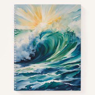 Modern Art Sun Ocean Wave Crescendo Notebook