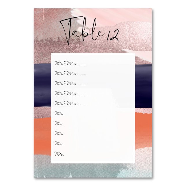 Modern Art Table Nos./Pin It to Seating Board Number (Front)