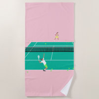Modern Art Tennis Match Player Pink Green