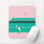Modern Art Tennis Match Player Pink Green   Mouse Pad<br><div class="desc">Modern tennis match illustration of a two tennis players on a pastel pink and green tennis court. Summer abstract classic preppy tennis illustration design. Modern trendy tennis gifts for him and her. Personalised Gift for a tennis player. Trendy tennis theme players home decor. Trendy modern tennis themed player gifts. Cool...</div>