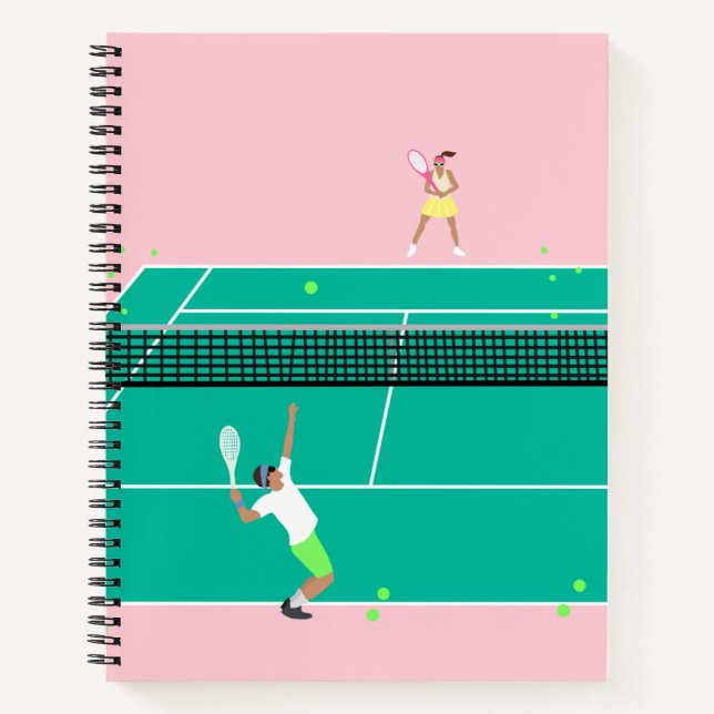 Modern Art Tennis Match Player Pink Green  Notebook (Front)