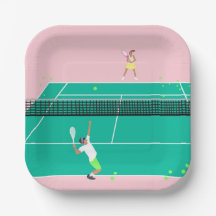 Modern Art Tennis Match Player Pink Green  