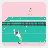 Modern Art Tennis Match Player Pink Green