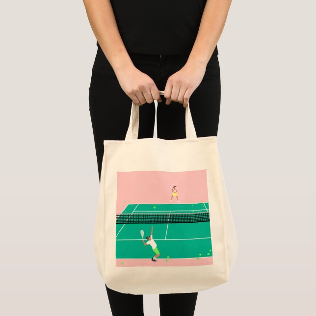 Modern Art Tennis Match Player Pink Green   Tote Bag (Front (Product))
