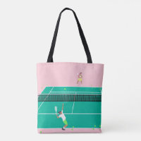 Modern Art Tennis Match Player Pink Green  