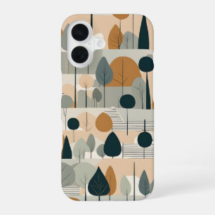 Modern Art Trees in Earth Tones iPhone 16 Case