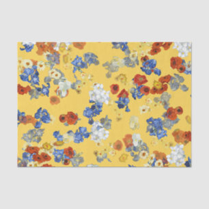 Modern Art Van Gogh Flowers on Yellow Tissue Paper