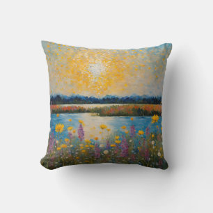 Modern Art Wildflowers Sunshine Cushion