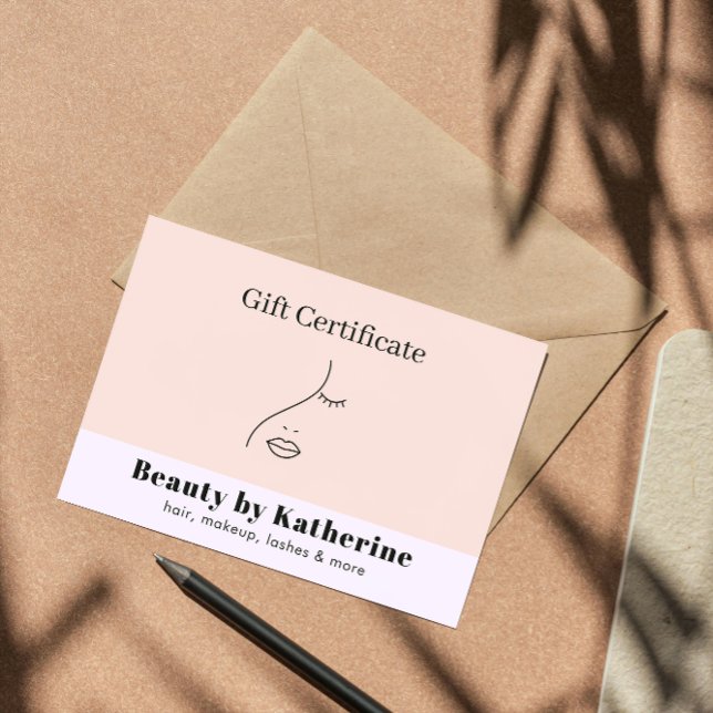 Modern Art Woman Beauty Face Logo Gift Certificate (Creator Uploaded)