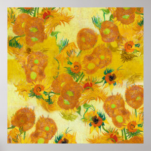 Modern Art Yellow Orange Sunflowers Oil Painting Poster