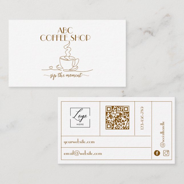 Modern Artisan LOGO QR code Coffee Shop  Business Card (Front/Back)
