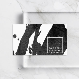 Modern Artist Abstract Black Brushstrokes Designer Business Card