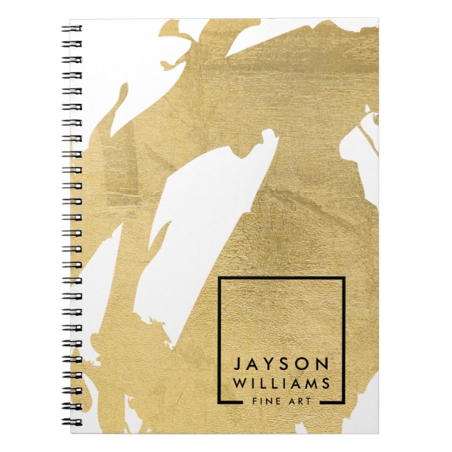 Modern Artist Abstract Faux Gold Brushstrokes Notebook (Front)