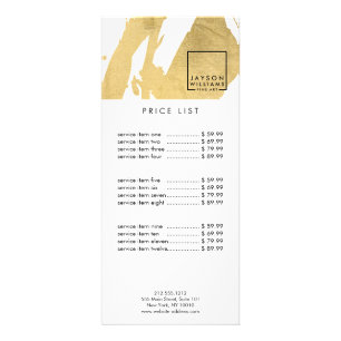 Modern Artist Abstract Faux Gold Brushstrokes Rack Card
