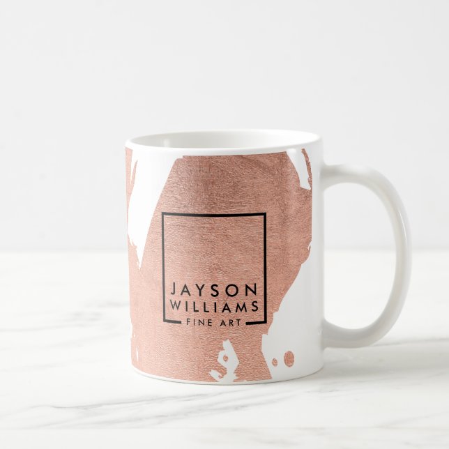 Modern Artist Abstract Faux Rose Gold Brushstrokes Coffee Mug (Right)