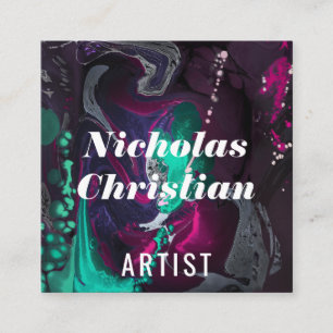 Modern Artist   Colorful   Paint Brushed  Square Business Card