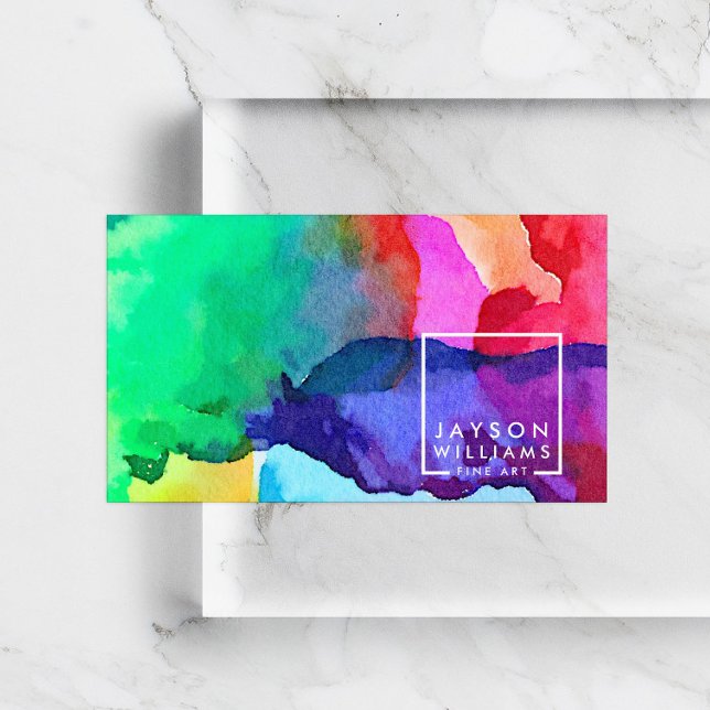 Modern Artist Gallery Square Logo with Your Image Business Card (Creator Uploaded)