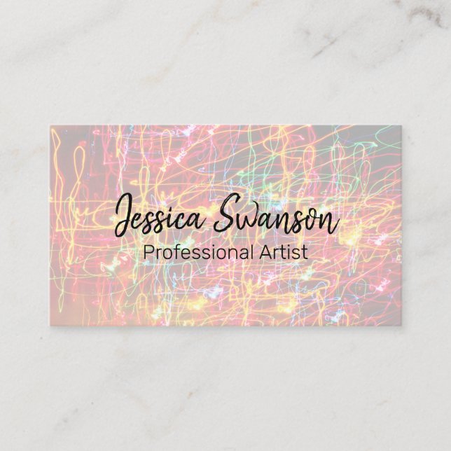 Modern Artist | Light Trails Background Business Card (Front)