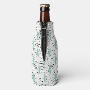 Modern Artistic Abstract Cactus and Triangles Bottle Cooler